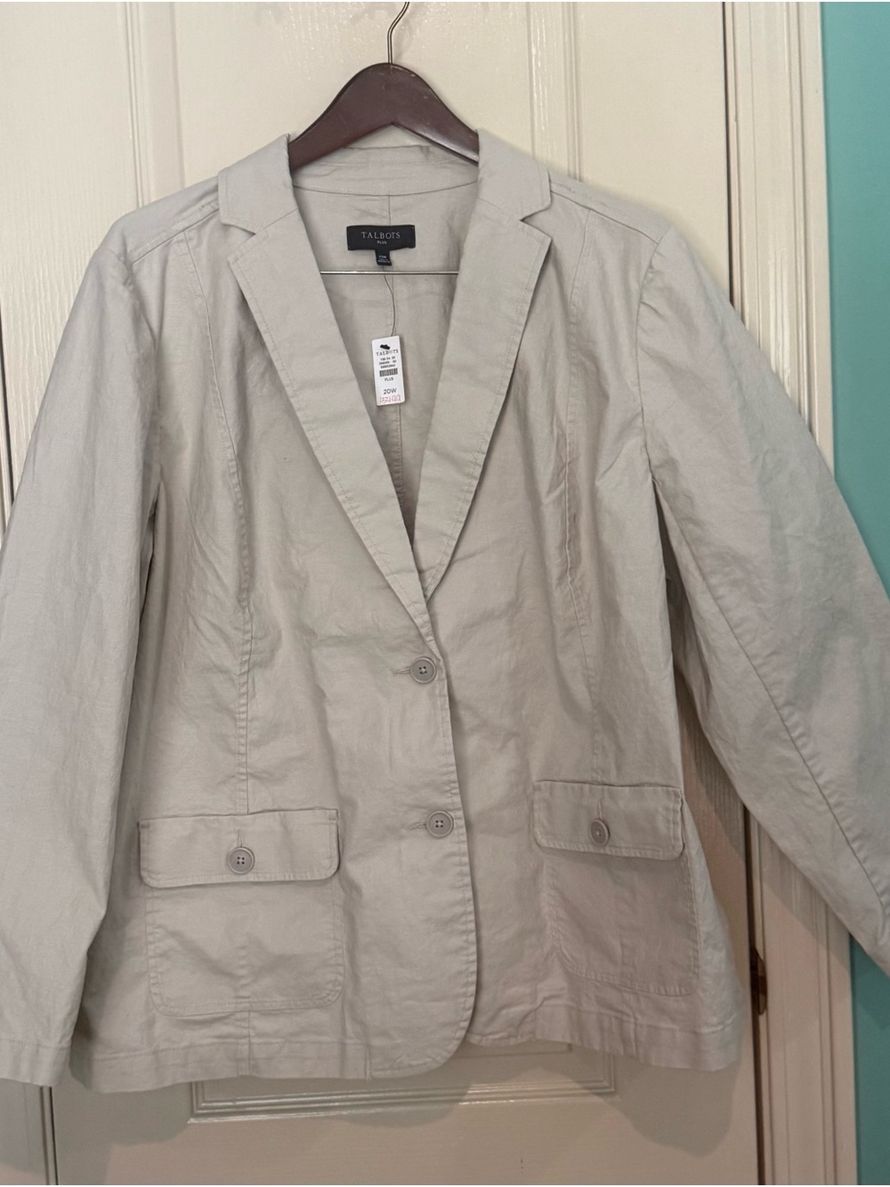 Talbots Light Cream Single-Breasted Linen Blazer